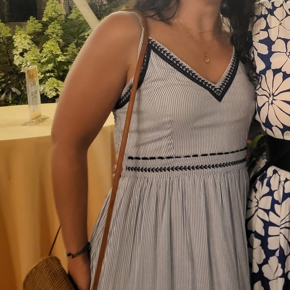 Striped Maxi Dress With Embroidery